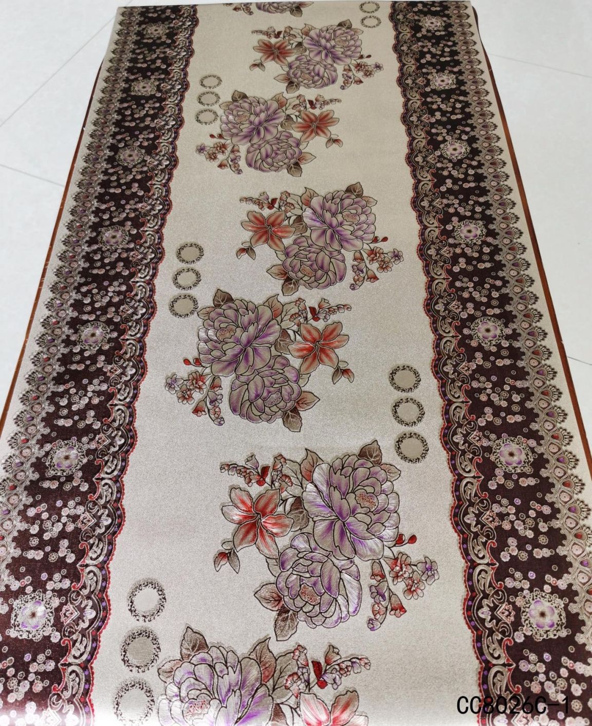 pvc checkered gold and silver, elegant and exquisite pattern yarn fabric, 50cm coffee table, table mat, table flag, TV cabinet, anti-slip decorative tablecloth, dirt-resistant, no-wash, practical and easy to maintain Item Picture