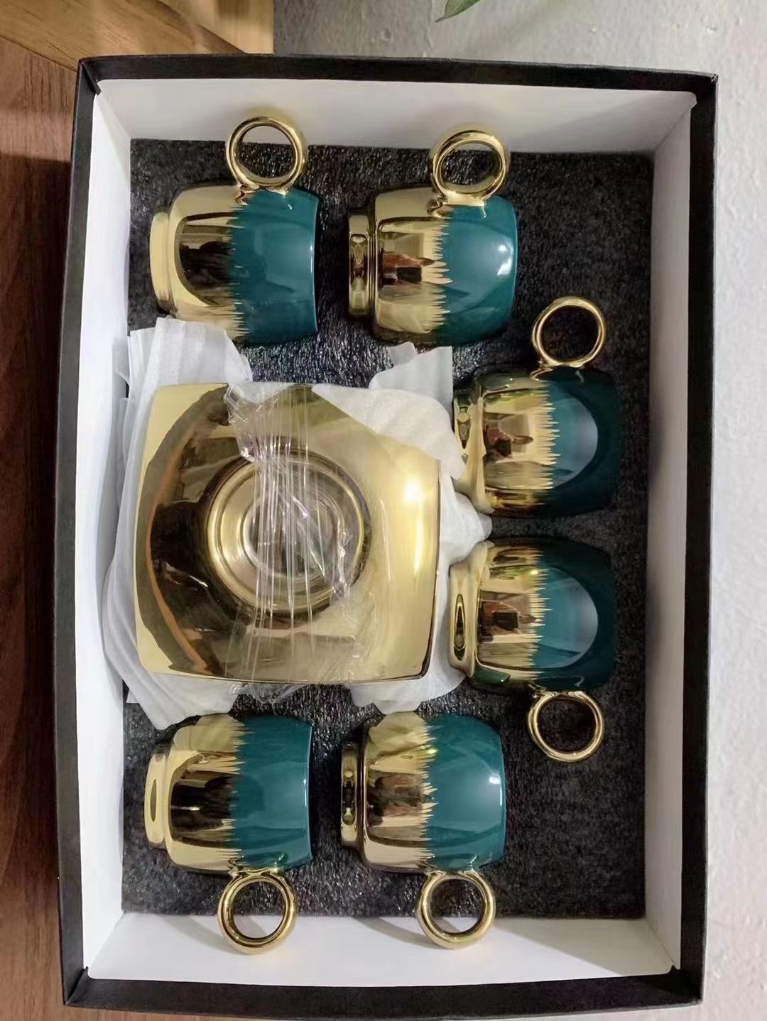 方圆陶瓷北欧镀金多色杯蝶小容量咖啡杯蝶FUY098978详情图3