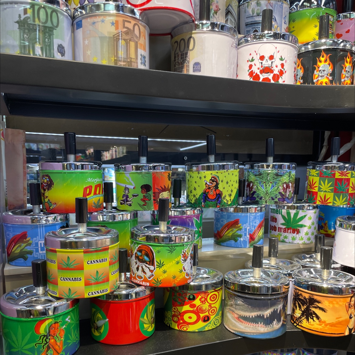 方形马口铁印花美钞烟灰缸个性旋转盖创意烟缸可定制8新奇美03