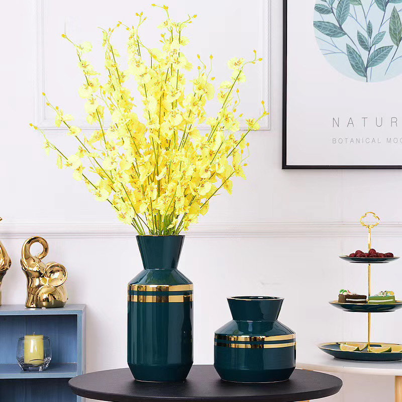 Light luxury ceramic vase ornaments, gilded European-style home model room soft furnishings, living room ornaments, Wanzi 87