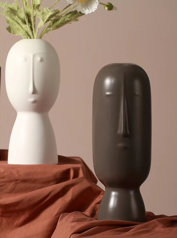 Nordic ins modern creative ceramic vase, simple face, living room flower arrangement, home decoration item, Wanzi 43