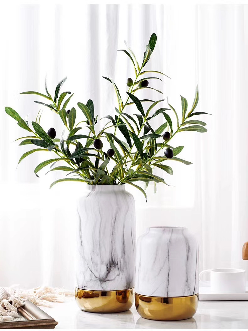 Nordic marble-patterned vases, home decorations, living room ornaments, flower vases, decorative accessories, high-end and light luxury, Wanzi 18