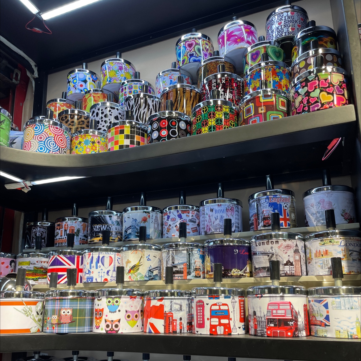 方形马口铁印花美钞烟灰缸个性旋转盖创意烟缸可定制9新奇美03