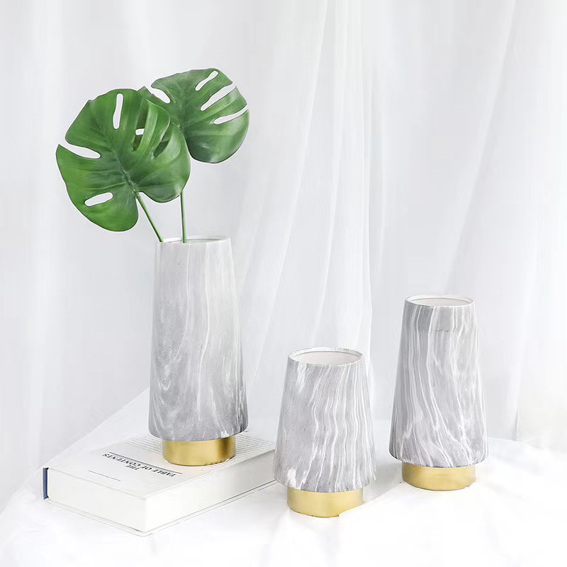 Golden electroplated ceramic vase, living room decoration, hotel soft furnishings, handicrafts, Wanzi 56