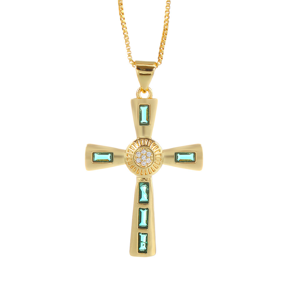 The 2022 cross-border new gemstone pendant necklace is in a fashionable and ins style with gemstones set inside detail image 4