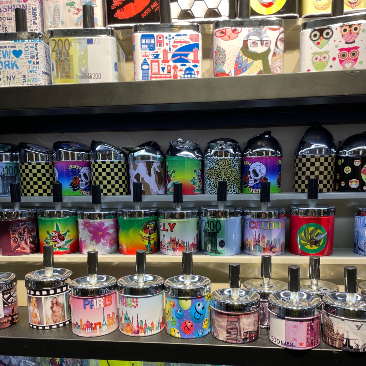方形马口铁印花美钞烟灰缸个性旋转盖创意烟缸可定制22新奇美04