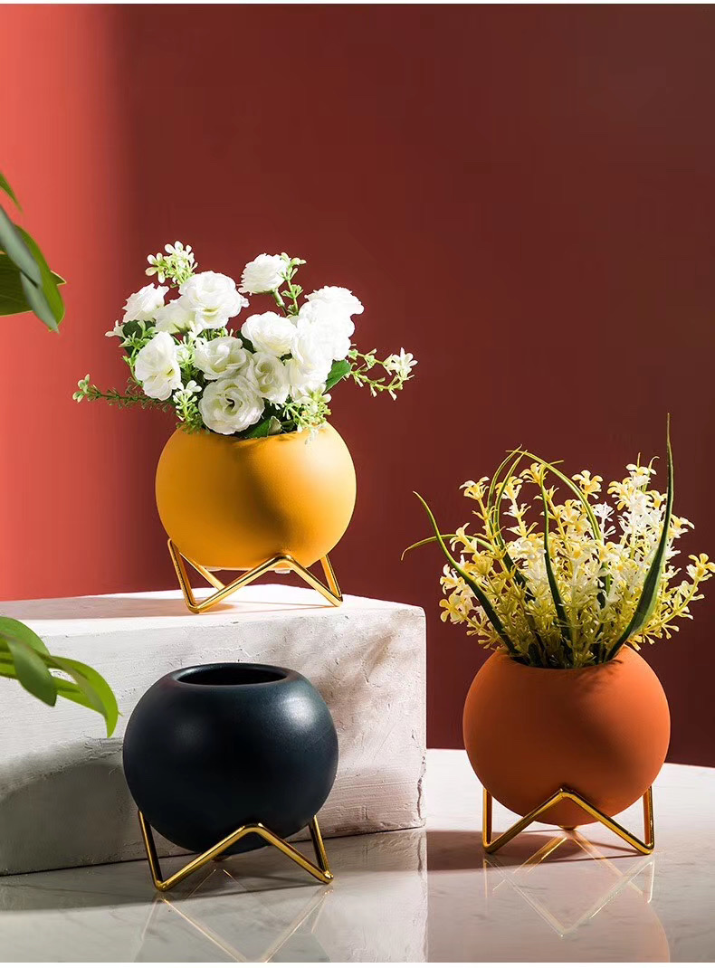 Nordic Morandi vase, ins light luxury round ceramic living room tabletop decoration