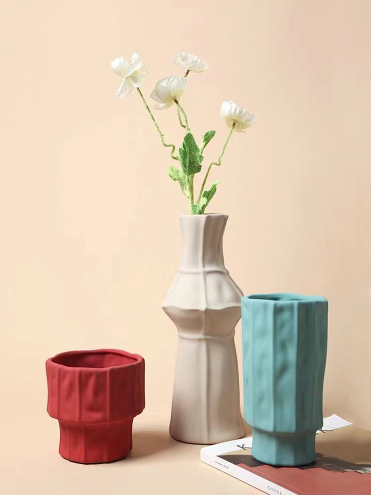 Golden electroplated ceramic vase, living room decoration, hotel soft furnishings, handicrafts, Wanzi 9