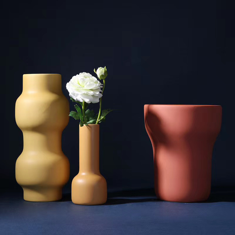 Nordic-style Morandi ceramic vase, simple living room decoration, Wanzi 36