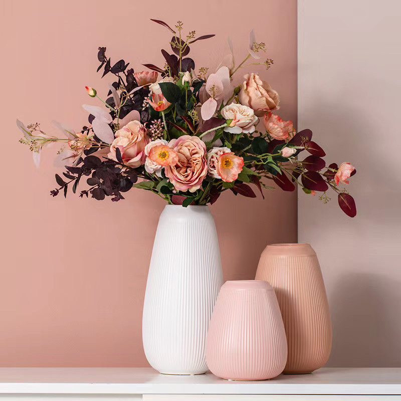 Morandi Nordic Modern Ceramic Artificial Flower Combination Vase, living room entrance cabinet Decorative Vase, Wanzi 46