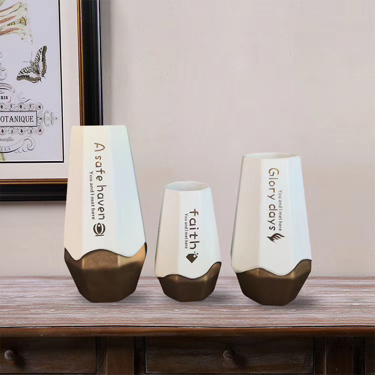 Simple, modern, light luxury, gold-painted creative ceramic flowerpot for living room dining table decoration, Wanzi 75