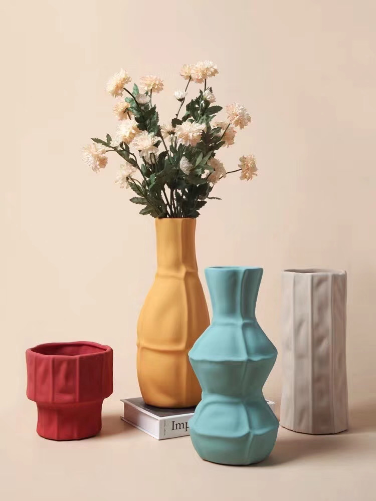 Nordic Morandi home ornaments, vases, living room dining table, ceramic ornaments, Wanzi 11