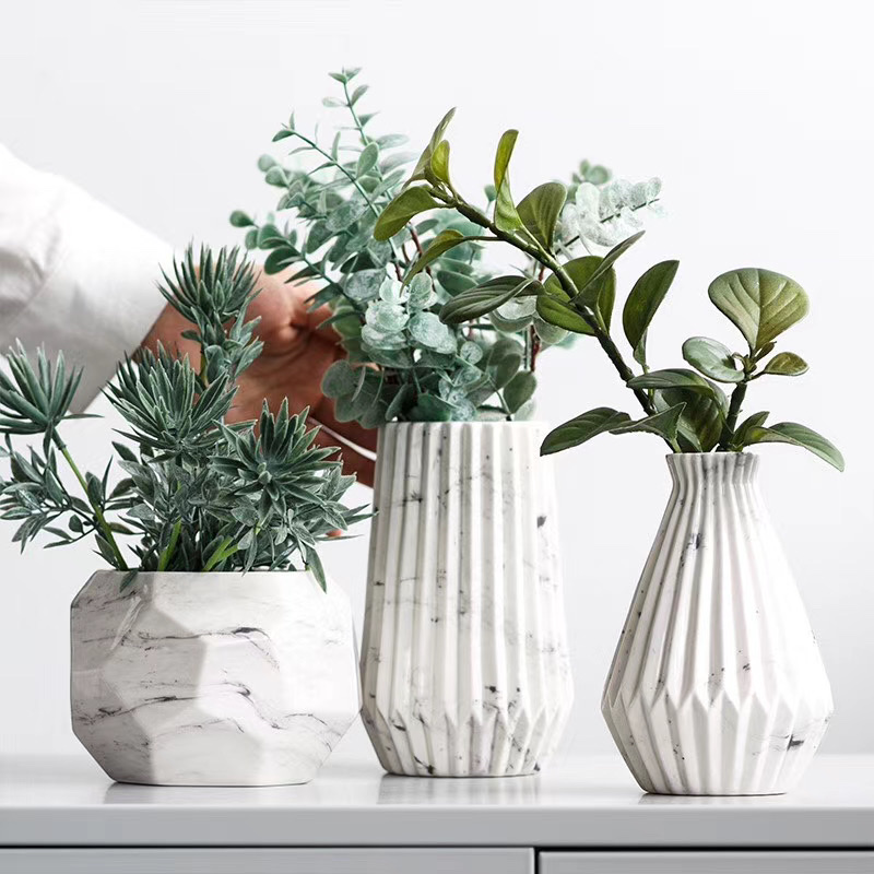 Nordic marble-patterned vases, home decorations, living room model, room ornaments, flower vases, decorative accessories, high-end Wanzi 15