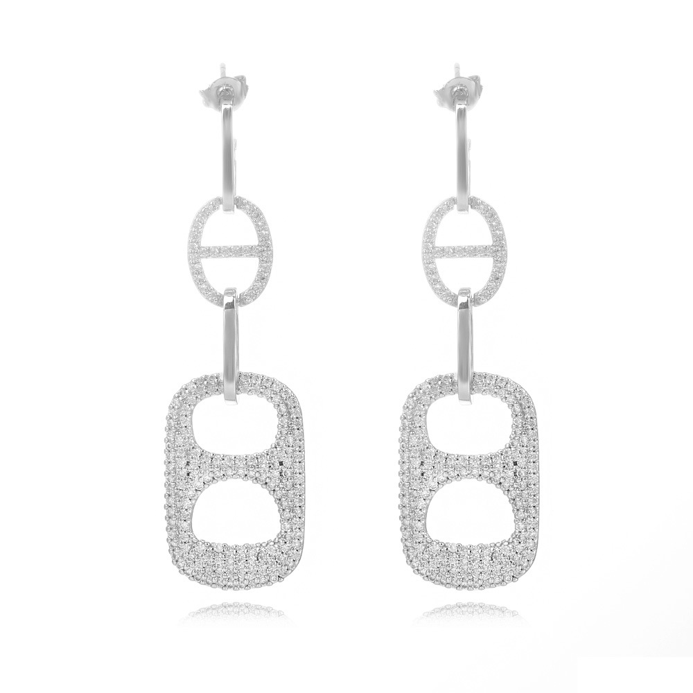 European and American cross-border style pig nose earrings, oval geometric micro-inlaid zircon exaggerated earrings, ring earrings, women's style Item Picture