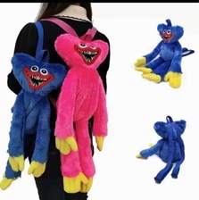 跨境新品爆款毛绒玩具公仔波比背包粉色蓝色香肠怪儿童毛绒玩具背包