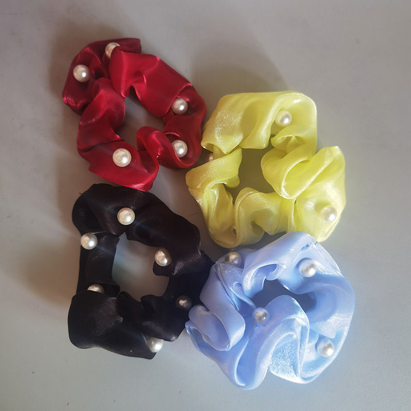 2022 nuevo estilo coreano venta caliente en stock banda de cuero anillo de pelo perla intestino grueso anillo details Picture