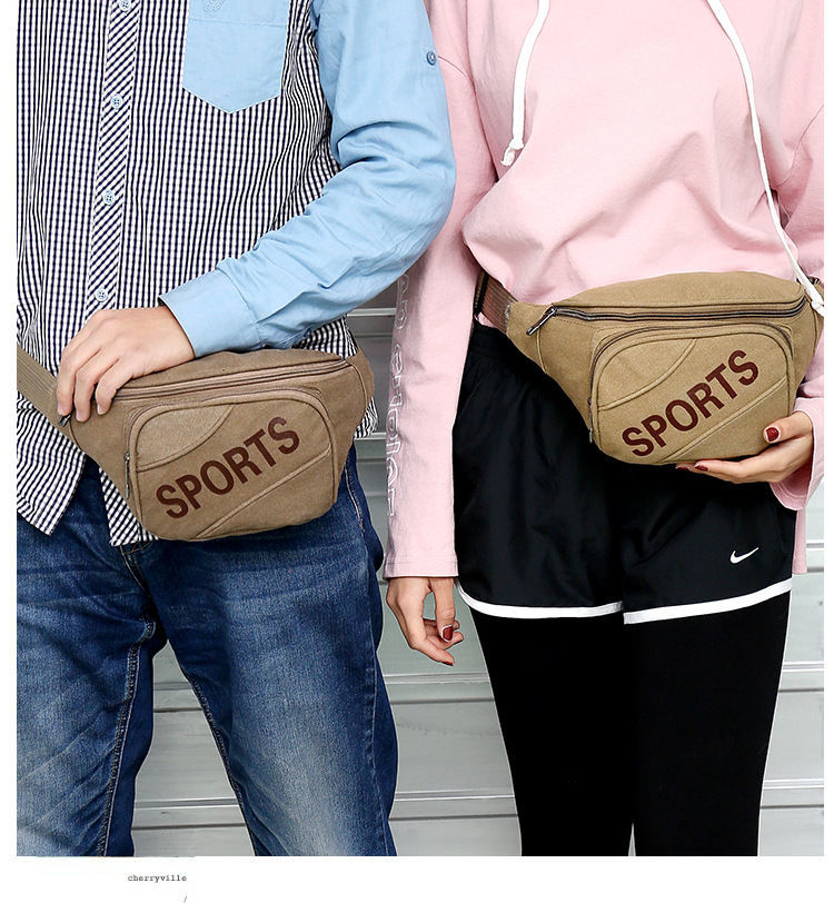Large-capacity canvas waist bags, men's shoulder bags, sports and fitness bags, business and work bags, mobile phones, chest bags, small backpack bags detail image 3