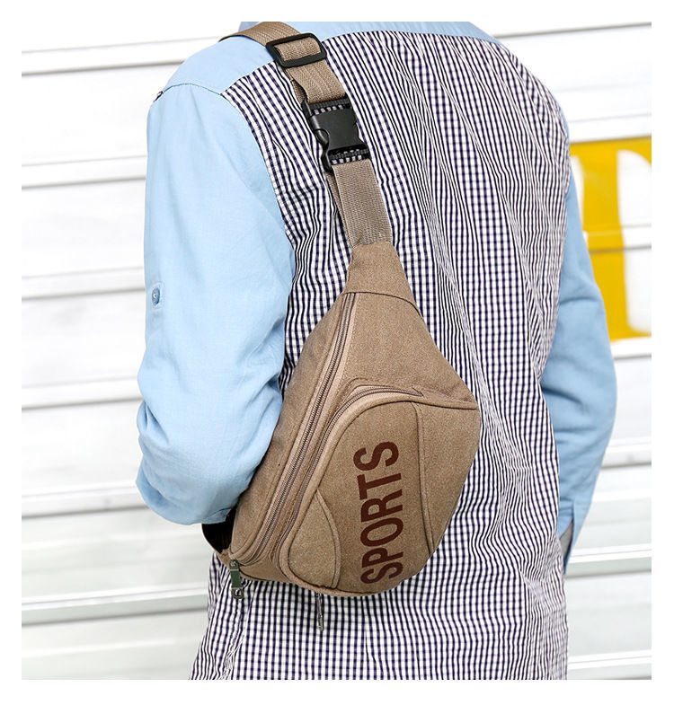 Large-capacity canvas waist bags, men's shoulder bags, sports and fitness bags, business and work bags, mobile phones, chest bags, small backpack bags detail image 5
