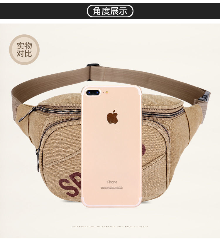 Large-capacity canvas waist bags, men's shoulder bags, sports and fitness bags, business and work bags, mobile phones, chest bags, small backpack bags detail image 11