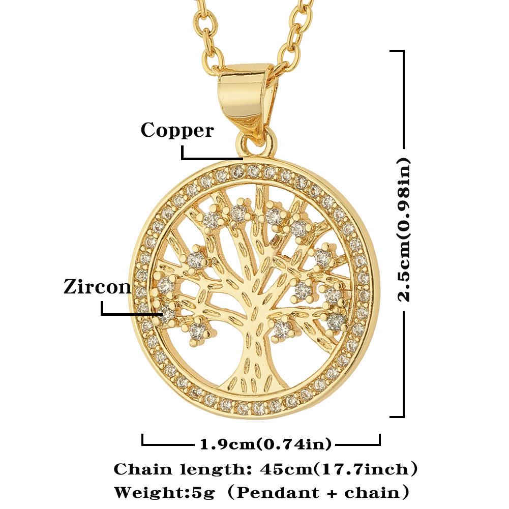 A new cross-border supply of the popular Southeast Asian women's jewelry item, the diamond-encrusted life tree pendant, and the trendy and elegant necklace detail image 4