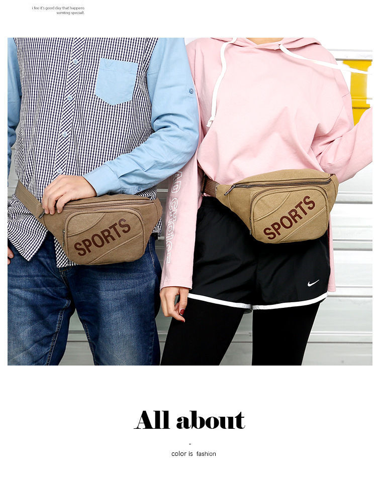 Large-capacity canvas waist bags, men's shoulder bags, sports and fitness bags, business and work bags, mobile phones, chest bags, small backpack bags detail image 2