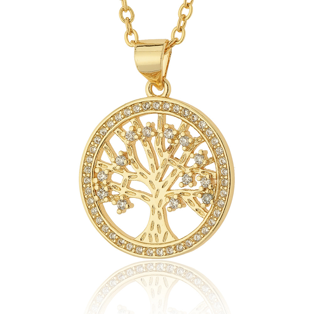 A new cross-border supply of the popular Southeast Asian women's jewelry item, the diamond-encrusted life tree pendant, and the trendy and elegant necklace Item Picture