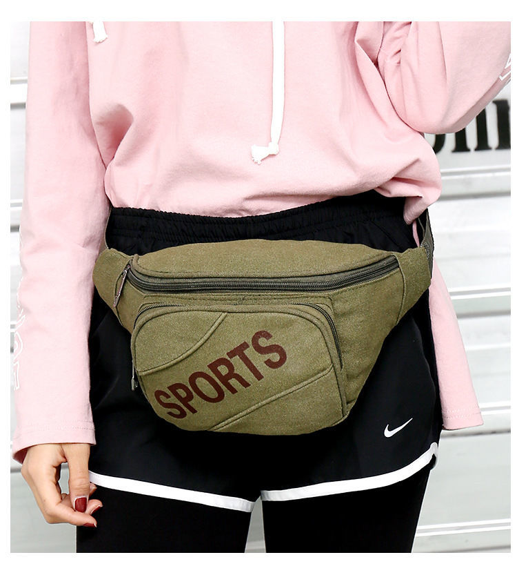 Large-capacity canvas waist bags, men's shoulder bags, sports and fitness bags, business and work bags, mobile phones, chest bags, small backpack bags detail image 1
