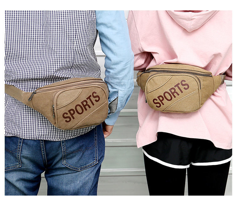Large-capacity canvas waist bags, men's shoulder bags, sports and fitness bags, business and work bags, mobile phones, chest bags, small backpack bags detail image 4