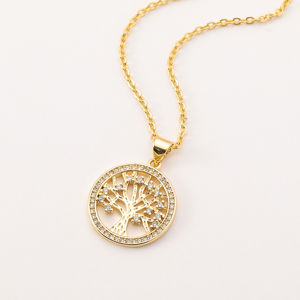 A new cross-border supply of the popular Southeast Asian women's jewelry item, the diamond-encrusted life tree pendant, and the trendy and elegant necklace Specification image