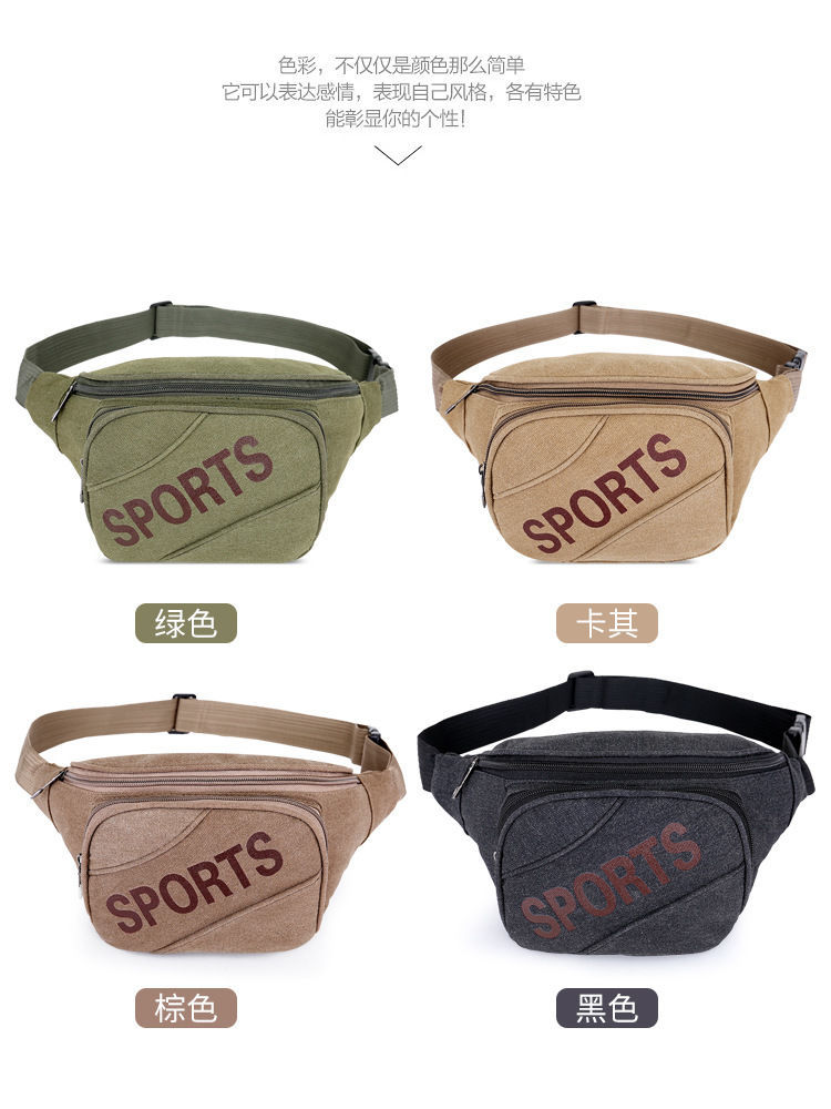 Large-capacity canvas waist bags, men's shoulder bags, sports and fitness bags, business and work bags, mobile phones, chest bags, small backpack bags Item Picture