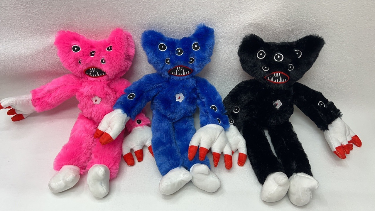 Cross-border new product poppy playtime multi-eyed Poppy plush toy long-haired pink, blue and black Poppy doll