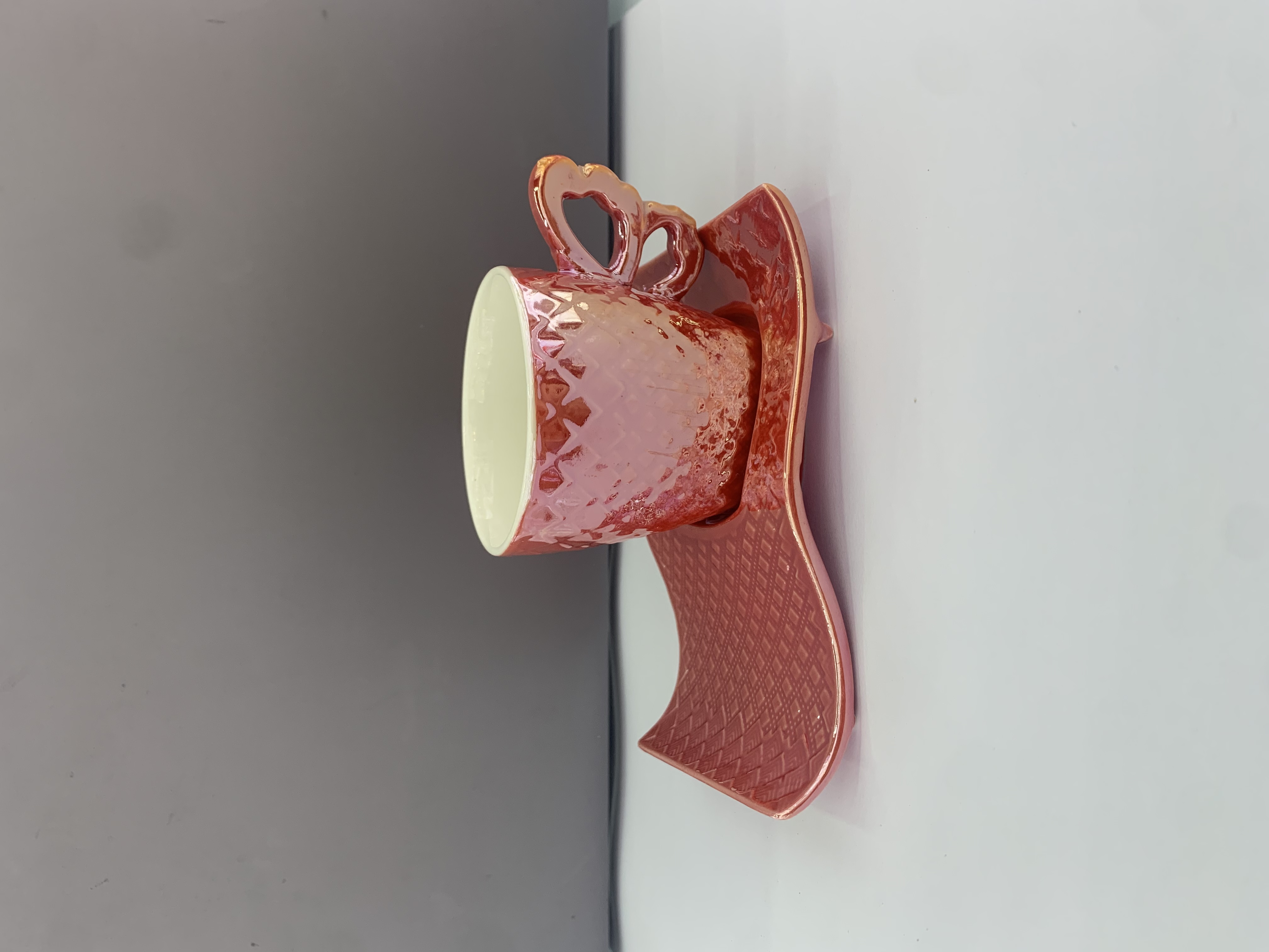 陶瓷咖啡杯碟炫彩红杯碟6杯6碟礼品盒礼品袋意式咖啡杯碟套装德伟0102