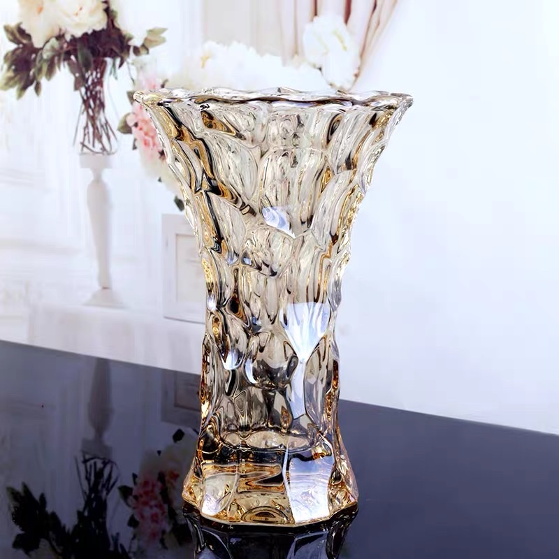 创意欧式鲜花水晶玻璃花瓶摆件透明水培大号插花客厅百合干花现代