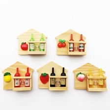 原生态木质立体葡萄酒水果酒架创意家居装饰工艺品冰箱贴
