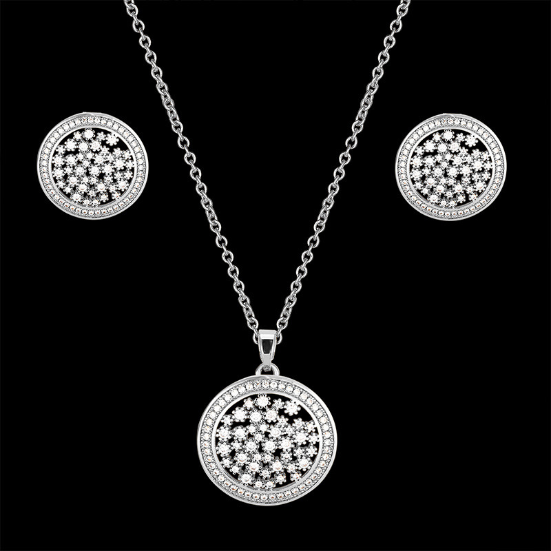 A factory of fashionable and versatile micro-inlaid zircon circle star necklaces, pendants and earrings that sell well in Europe and America detail image 6