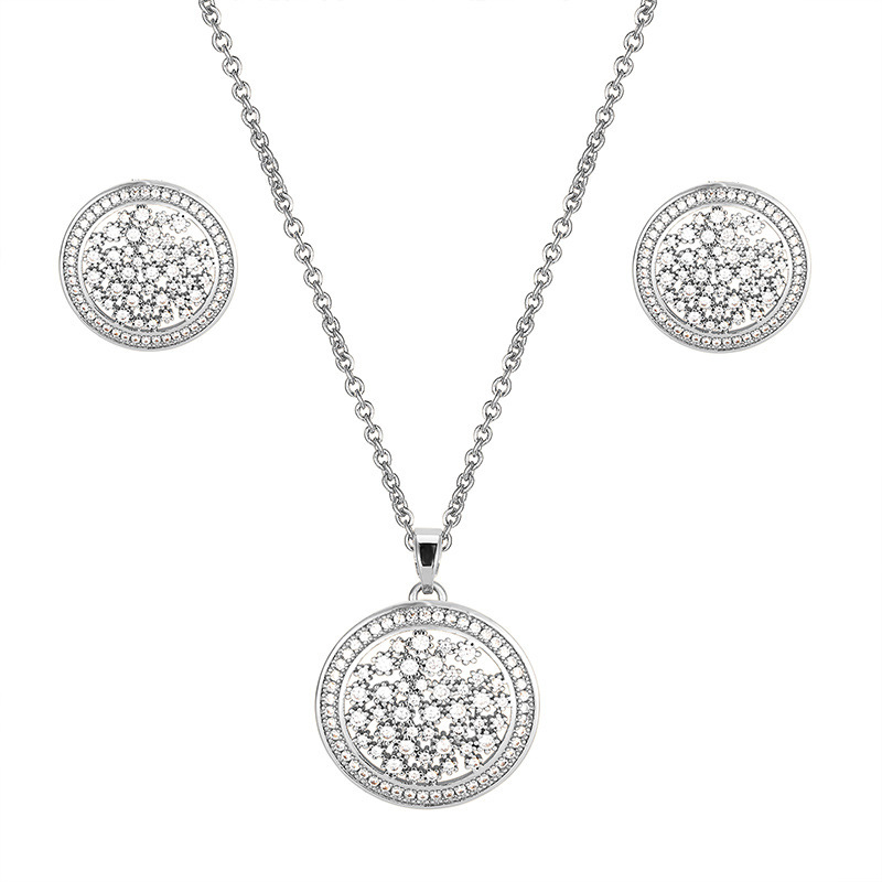 A factory of fashionable and versatile micro-inlaid zircon circle star necklaces, pendants and earrings that sell well in Europe and America detail image 5