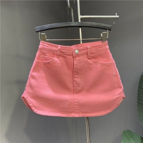 Two pieces of light blue denim short skirts with anti-glare design for the new spring/Summer 2022 Korean version details Picture