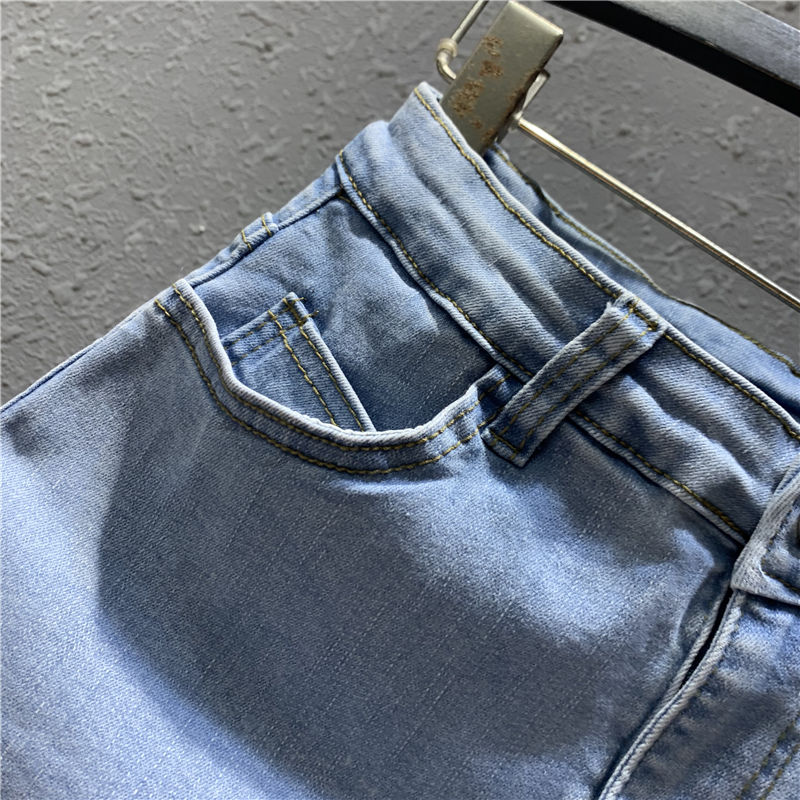 Two pieces of light blue denim short skirts with anti-glare design for the new spring/Summer 2022 Korean version detail image 9