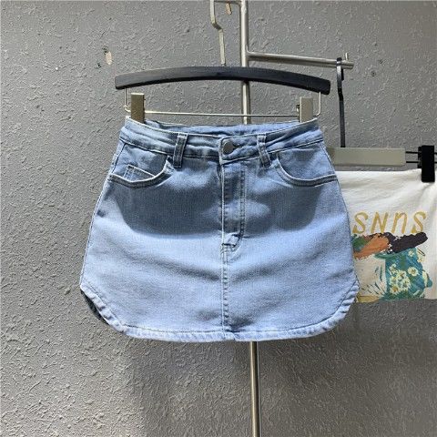 Two pieces of light blue denim short skirts with anti-glare design for the new spring/Summer 2022 Korean version detail image 6
