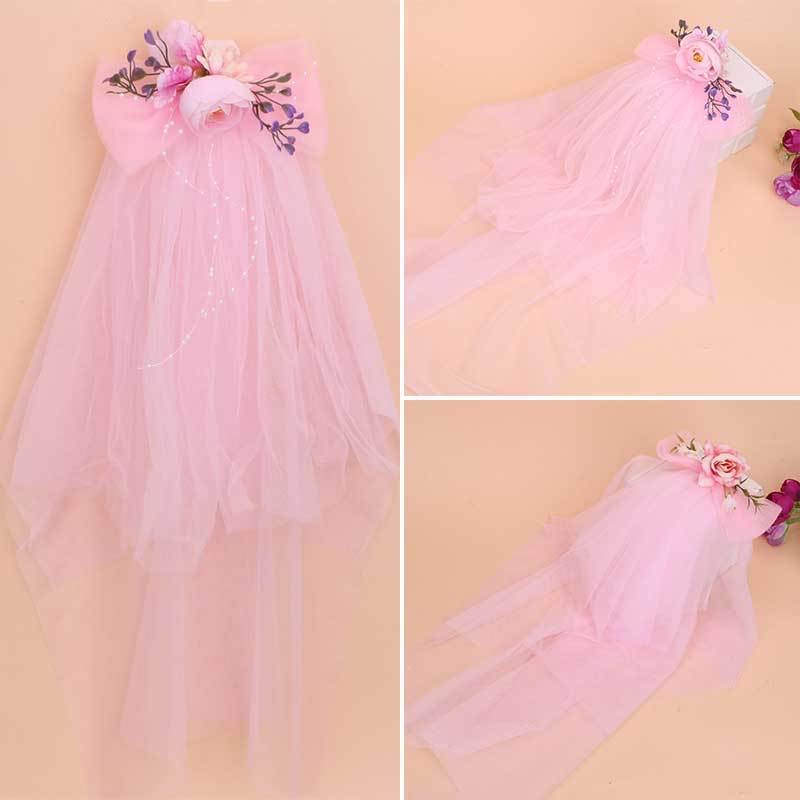 花童发梳头纱配饰插梳女童生日走秀甜美头饰流苏网纱儿童演出活动