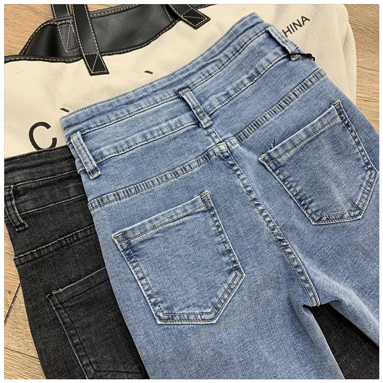 High-waisted jeans for women, 2022 Spring and Autumn new Korean style slimming tight skinny pants, elastic and versatile pencil capri pants detail image 8