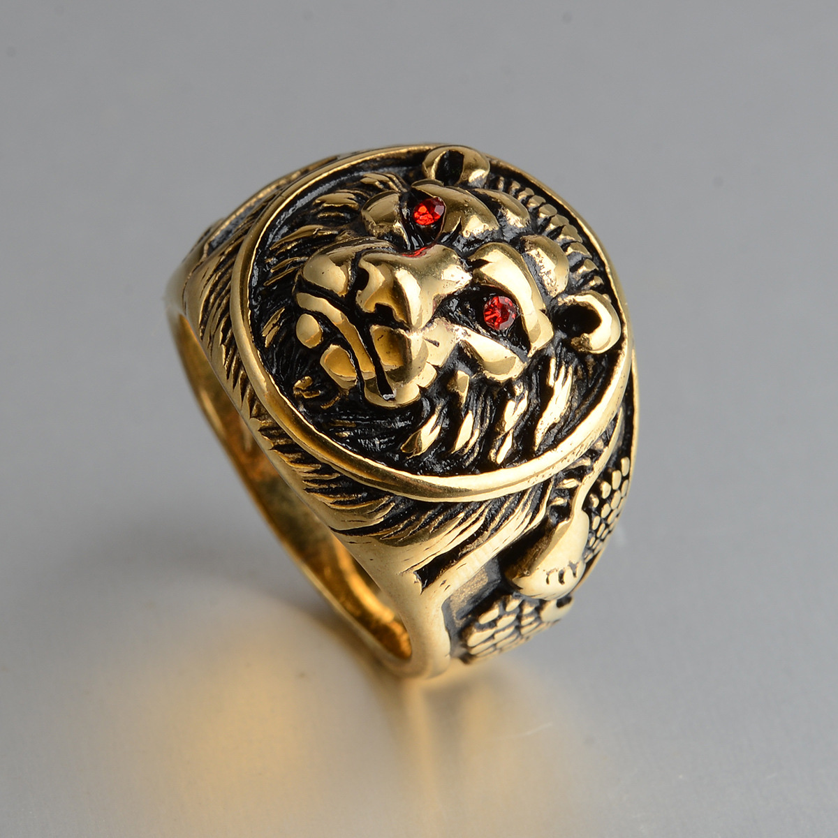 European and American punk-style stainless steel lion head casting ring, animal men's personalized stainless steel ring