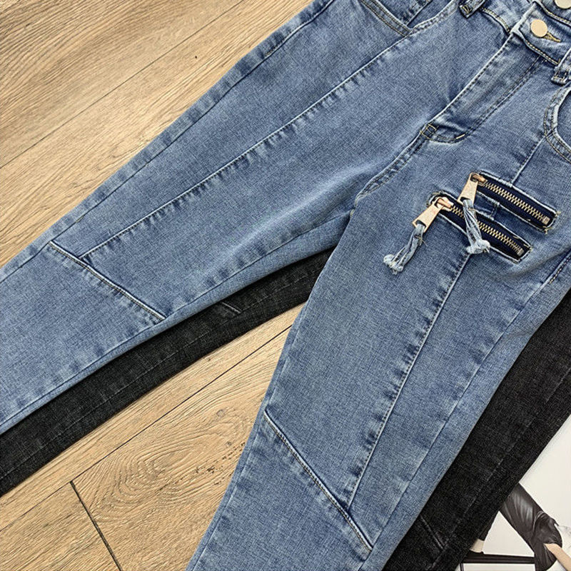 High-waisted jeans for women, 2022 Spring and Autumn new Korean style slimming tight skinny pants, elastic and versatile pencil capri pants detail image 7