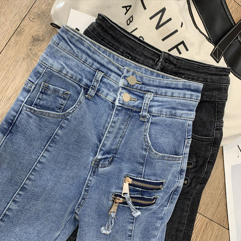 High-waisted jeans for women, 2022 Spring and Autumn new Korean style slimming tight skinny pants, elastic and versatile pencil capri pants Application Scenario