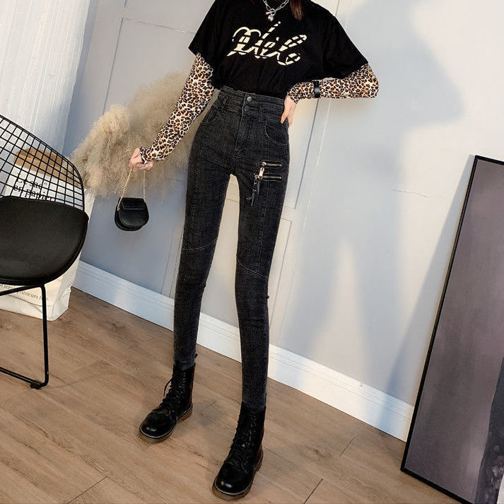 High-waisted jeans for women, 2022 Spring and Autumn new Korean style slimming tight skinny pants, elastic and versatile pencil capri pants detail image 9