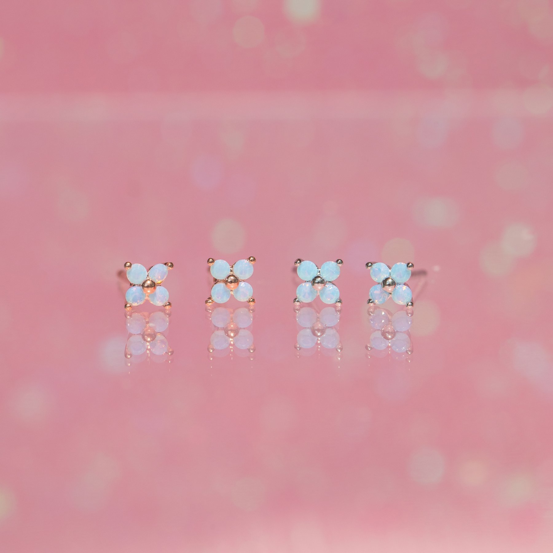 Fresh and lovely blue flower stud earrings, copper-plated real gold earrings, 925 sterling silver stud jewelry wholesale details Picture