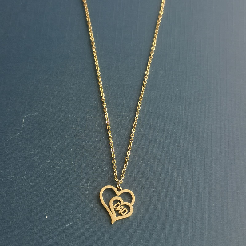 Amazon bestseller dad hollow titanium steel necklace, simple and elegant, stainless steel collarbone chain manufacturer in stock wholesale detail image 5