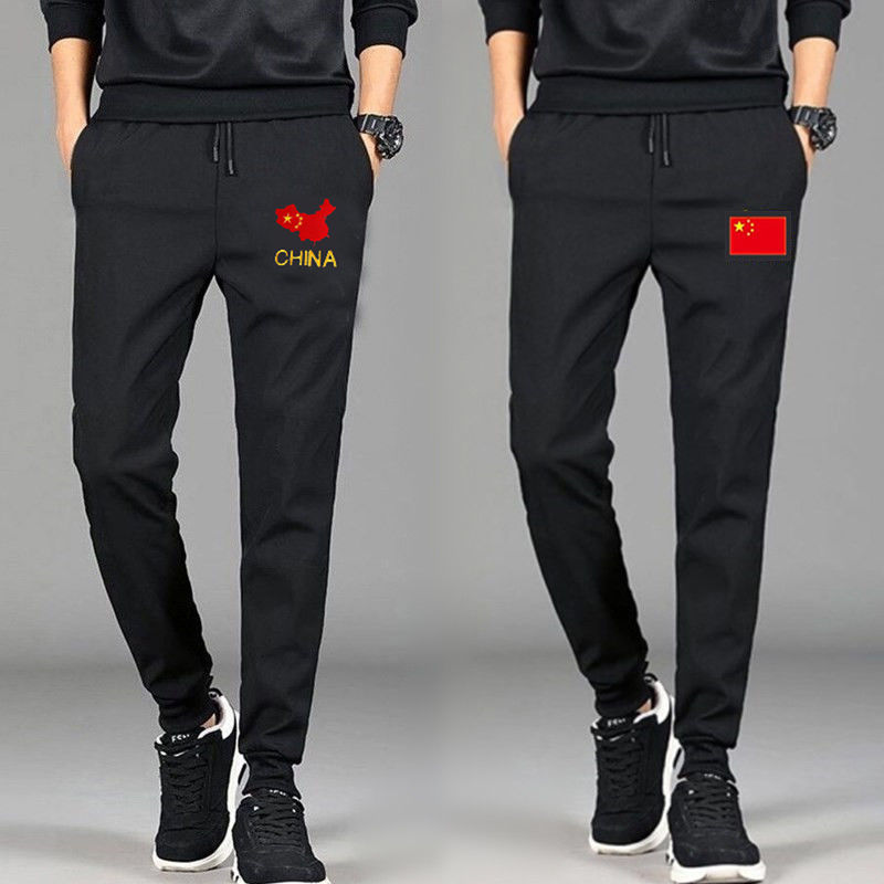 新款时尚网红韩版潮流休闲印花大码运动长裤束脚修身青年学生花裤详情图2