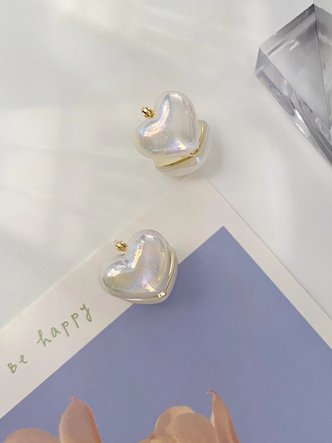 人鱼姬爱心珍珠耳环S925银耳针2022年新款韩版个性个性温柔耳钉