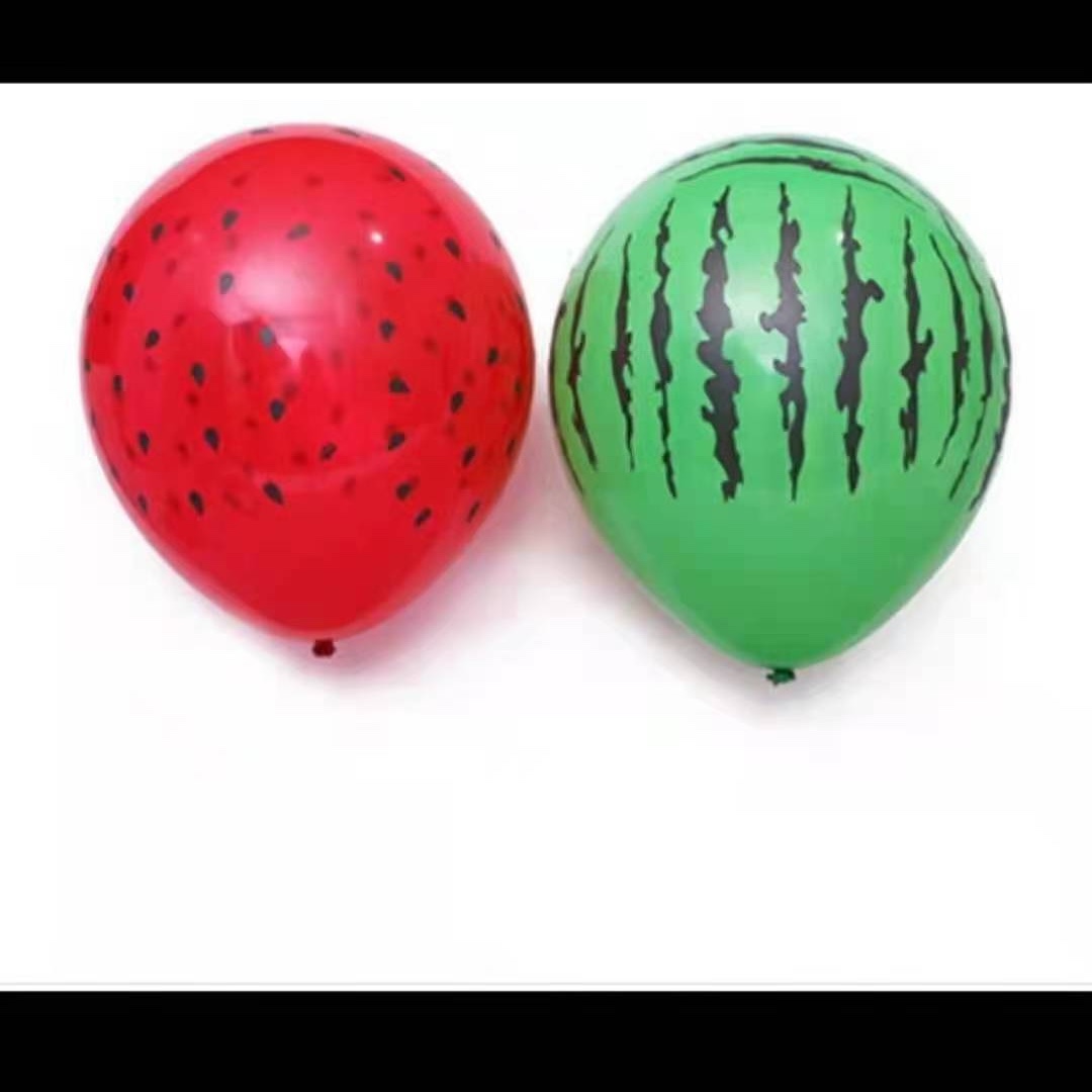 新款红色西瓜籽绿色西瓜乳胶气球 12寸2.8克五面印花儿童玩具汽球
